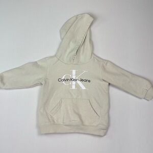 Calvin Klein Jeans Toddler Hoodie CK Logo Sweatshirt 24M Cream EUC